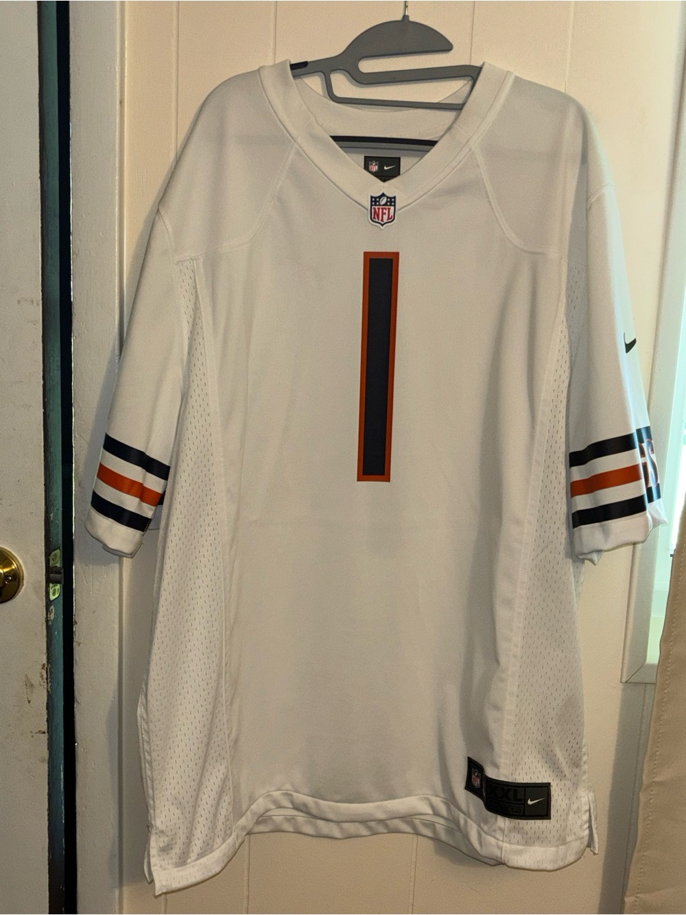 NFL Nike Chicago Bears Men's XXL White Home Jersey Fields #1‎ On Field Players